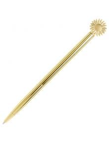 Блестяща златна химикалка Miquelrius Golden Jasmin, златиста маргаритка, с връх във формата на слънчоглед с детайлни венчелистчета и текстуриран център.