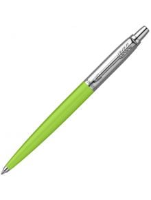 Зелена химикалка Parker Jotter Originals 80's Retrowave Apple Green със сребърен клипс и бутон, с елегантен, модерен дизайн - предлага се в Книжарница Orange.