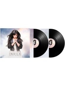 Indila - Mini World (2 VINYL): двойна винилова плоча с обложка, показваща жена с дълга тъмна коса в черно сако и бяла рокля на фона на нежно небе. Френски поп албум.