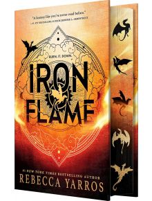 Корицата на "Железен пламък" (колекция "Криле и нокти") е с дизайн на огненооранжев дракон, който пресъздава интензивността на военния колеж "Басгиат" и завладяващото пътешествие на Виолет Соренгайл.