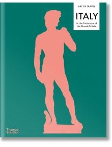 Корицата на книгата е с розов силует на Давид на Микеланджело върху зелен фон и със заглавие "Италия: "По стъпките на великите художници". Идеална за почитателите на италианското изкуство и пътуванията. Логото на Thames & Hudson в долния ляв ъгъл.