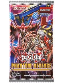 Картите за игра Yu-Gi-Oh! Phantom Revenge Booster са с динамични, цветни рисунки на двама бронирани фентъзи герои и съдържат 7 карти в буустър пакет на английски език.