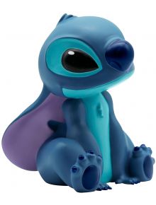 Сладка, синя касичка ABYstyle Lilo & Stitch - Stitch със големи черни очи, лилави акценти на ушите и коремчето, седнал с изпънати напред крака-идеален подарък за деца!.