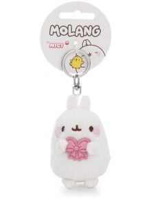 Ключодържател Nici Molang, 8 см - плюшен бял заек Molang с розова панделка, розови бузки и дълги уши на сребрист ключодържател. Идеален аксесоар за чанта в оригинална опаковка Моланг от Ничи.