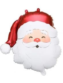 Коледен фолиев балон PartyDeco - Дядо Коледа с форма на лицето на Дядо Коледа, червена шапка и усмивка-идеален за декорации за специални събития или балони за парти с празнично настроение.