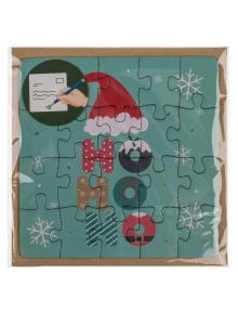 Коледна картичка-пъзел Out of the Blue, 20 части, създава "Ho Ho Ho" в празнични цветове със снежинки, шапка на Дядо Коледа и ръка, която пише писмо-уникална коледна картичка и чудесен подарък за Коледа.