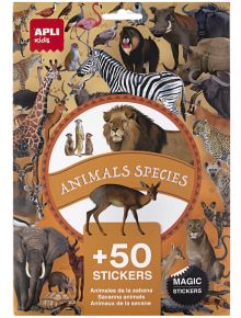 Apli Kids представя комплект стикери Animals Species с илюстрации на животните от саваната - лъв, зебра, жираф, слон и други; включва над 50 магически стикера за деца.