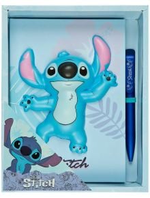 комплект Undercover Lilo & Stitch, включващ син тефтер със скуиши фигурка на Stitch, и синя химикалка с надпис - перфектен избор от книжарница Orange.