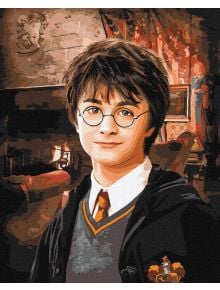 Комплект за лесно рисуване с акрилни бои Идеята Хари Потър: Рошава тъмна коса и училищна униформа - идеален подарък за всеки фен на Хари Потър.