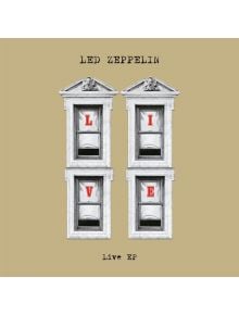 Обложката на CD за Led Zeppelin - Live EP (VINYL) включва четири бели мраморни рамки на прозорци, на които е изписано LIVE в червено. Дискът наподобява класическите винили на Led Zeppelin, като на него е изобразена крилата фигура на фона на оранжево небе.