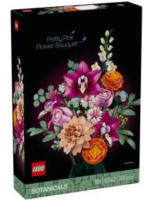 Комплектът „LEGO Botanicals Красив букет с розови цветя“ (10342) е конструктор за възрастни над 18 години, състоящ се от 749 части, в който са включени розови, оранжеви и бели цветове.