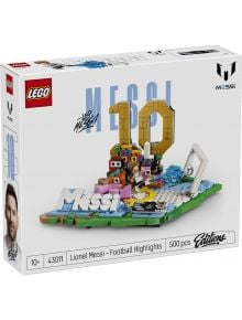 Кутията на комплекта „LEGO Editions Лионел Меси“ съдържа 500 елемента, името на Меси, голяма жълта цифра 10, елементи с футболна тематика и неговия образ върху опаковката. Този колекционерски комплект е предназначен за футболни фенове на възраст над 10 го