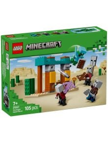 LEGO Minecraft „Пустинният патрул на злобарите“ 21267 включва 105 части и представя пустинен патрул със сглобяема конструкция и три злобара. Подходящ за деца над 7 години.