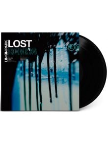 Linkin Park - The Lost Demos (VINYL) е показан частично изваден от калъфа си, с обложка с удебелен текст и синьо-черни абстрактни капки боя, подчертаващи тези неиздавани демо записи.