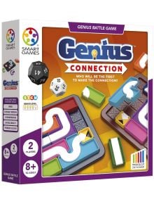 Кутията съдържа логическа игра Smart Games: Гениалната свръзка с цветни елементи и зарове, подходяща за деца 8+. Тази STEM игра за 2-ма развива логическо мислене-кой ще направи първи връзката?.
