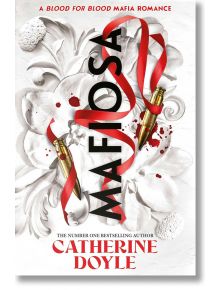 Корицата на книгата Mafiosa е с бял орнаментиран фон, червена панделка, обвита с два златни куршума, пръски кръв и смело черно заглавие. Слоган: Мафиотски роман "Кръв за кръв" - идеален за феновете на YA мафиотски романи и тийнейджърски истории за наемни 