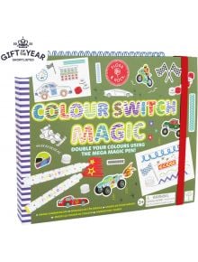 Магическа книжка Floss & Rock - Cars за оцветяване и рисуване" е оживена книжка с цветни коли, знамена и трофеи. Тя предлага двойни цветове с цветни маркери и включва червена ластична лента.