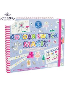 Магическа книжка Floss & Rock - Enchanted, включваща игриви балерини, животни, дъги и маркери за оцветяване за безкрайни творчески идеи. Смела опаковка с дъга и значка "Подарък на годината 2025".