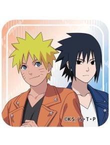 Два аниме героя от Naruto Shippuden-един със светла коса и оранжево яке, друг с тъмна коса и синьо яке-идеални за феновете като акрилен магнит Naruto Shippuden, асортимент.