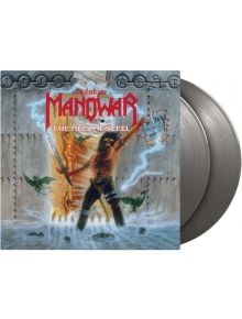 На обложката на албума Manowar - The Hell Of Steel Best Of Manowar (2 VINYL) е изобразен мускулест воин с меч, светкавици и вериги сред пламъци, метални стени, митични същества и две сребърни винилови плочи.
