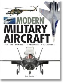 Корицата на книгата "Съвременни военни самолети": На нея са изобразени хеликоптер, многоцелеви изтребител и самолет "стелт".