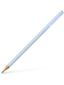 Молив Faber-Castell Grip Sparkle, небесносин, със сребристи точки и острен връх е показан на бял фон.