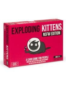 Черна кутия с Настолна игра Exploding Kittens: За възрасти 30+, поддържа 2-5 играчи, лесна за научаване за 2 минути, играе се само за 15 минути.