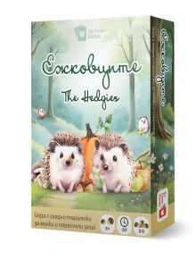 В кутията за "Настолна игра: Ежковците" са показани двама илюстрирани таралежи сред трева, тикви и ябълки. Кутията има текст на кирилица и английски език, представлява детска настолна игра за възраст 6+, 2-5 играчи, с време за игра 15 минути.