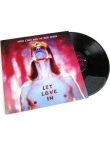 От ръкава на плочата наднича Nick Cave and The Bad Seeds - Let Love In (VINYL). На обложката е изобразена дългокоса фигура, гледаща нагоре, светеща в червено и лилаво, с изписани името на групата и заглавието на албума.