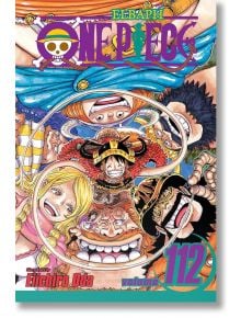 На корицата на &bdquo;One Piece&ldquo;, том 112, са изобразени няколко ярки герои, сред които Монки Д. Луфи и &bdquo;Сламените шапки&ldquo;, които се усмихват и правят гримаси под заглавието &bdquo;ELBAF&ldquo; и името на поредицата в горната част. В долната част са изписани името на Еичиро