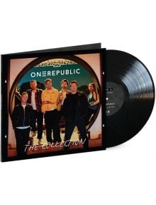 OneRepublic - The Collection (VINYL), частично изваден от калъфа, на който групата стои на открито по залез слънце. На обложката са изобразени "ONEREPUBLIC" и "THE COLLECTION" в бяло върху този уникален сборен албум на OneRepublic.