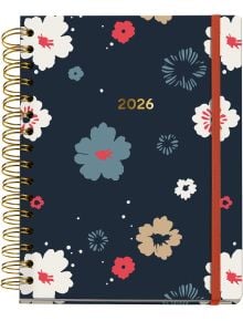 Тефтер-органайзер Miquelrius Arno Dufour Rosette 2026, ден на страница, със спирала и стилен флорален дизайн - идеален за годишно планиране.