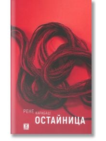 Корицата на Остайница е с червен фон със заплетени тъмночервени нишки и смел бял текст на кирилица: Рене Карабаш ОСТАЙНИЦА, напомнящ заклети деви. В долния ляв ъгъл се появява малко лого на издателството.
