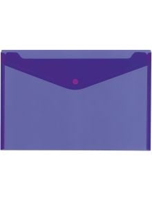 Папка с копче Office Zone, формат А4, прозрачно-лилава, с капак и едно закопчаване е показана празна върху бял фон.
