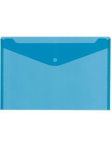 Папка с копче Office Zone, формат А4, прозрачно-синя, с триъгълен капак и бързо закопчаване е показана на бял фон.