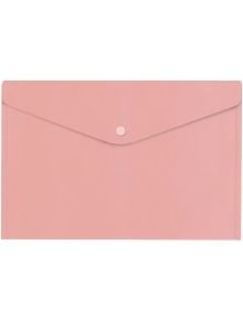 The Office Zone Pastel папка с копче, формат А4, цвят праскова, е пластмасова папка с копче, подходяща за съхранение на документи - изглед отпред на бял фон.