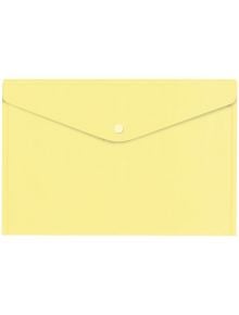 Затворена, светложълта чанта Office Zone Pastel папка с копче, формат А4, със заоблен капак и закопчаване с едно копче в центъра.