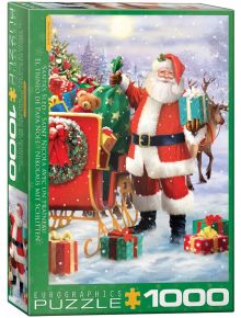 Пъзел Eurographics - Дядо Коледа, 1000 части е чудесен подарък за Коледа със снежен зимен пейзаж, впряг и шейна на Дядо Коледа. Кутията съдържа 1000 части за празнично настроение.