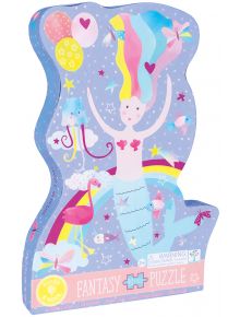 Цветна кутия във формата на русалка с анимационна русалка и морски обитатели от колекцията Приказен свят на Floss & Rock. Съдържа 40 части "Пъзел Floss & Rock, Fantasy - Приказен свят" за деца на възраст 3+.