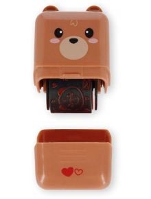 Печат Legami - Teddy Bear: кафяв декоративен ролков печат с мече, щампи сърца и мечета, кафява капачка с червени сърца - идеален за Свети Валентин и креативни проекти.