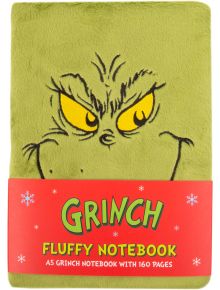 Зелената плюшена книга "Плюшен тефтер Fizz Creations - Гринч" с жълтите очи и усмивката на Гринч, вдъхновена от д-р Сюс, включва 160 страници -перфектен подарък за фенове на Гринч.