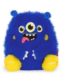 Плюшена играчка Legami - Чудовище е син плюш с три жълти очи, жълти уши, космати крака и розов език в отворената уста - идеален за игрив подарък за любим човек.