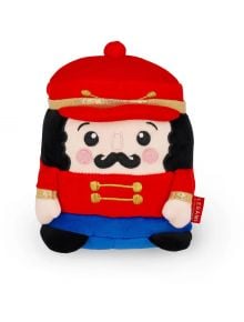 Плюшена играчка Legami - Nutcracker с червена шапка, сако със златни детайли, сини панталони и мустак-идеален подарък за Коледа.