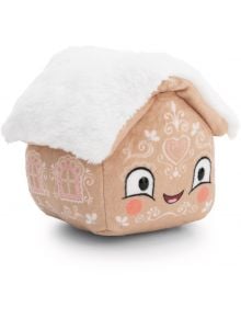 Плюшена играчка Nici - Джинджифилова къщичка, 15 см, с бял пухкав покрив, бродирани прозорци и усмихнато лице с големи очи и розови бузки.