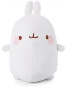 Плюшена играчка Ничи Моланг, 12 см, е пухкаво бяло зайче с малки лапички, розови бузки и мило усмихнато личице-идеален мек спътник за гушкане.