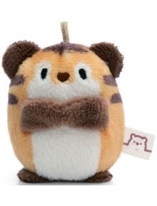 Малка плюшена играчка тигърче от колекцията Nici Mymochi Minis с кръгло тяло, кафяви и черни ивици, сладко лице и етикет от плат. Тази плюшена играчка е идеална за подарък или за добавяне към колекцията ви от книжарница Orange.
