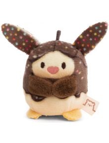 Плюшена играчка от колекцията Nici Mymochi Minis с уши като на зайче, покрити с цветни точки, кръгло кремаво и кафяво тяло, жълти крачета и розово носле във формата на сърце. Намерете тази сладка Плюшена играчка книжарница Orange.