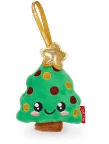 Плюшена играчка за елха Legami - Tree с усмихнато лице, златна звезда, червено-златни точки и панделка "Dreams Come True" е чудесен избор за вашата коледна украса.