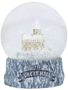 Преспапие Blue Sky - Хари Потър Хогуортс със снежен замък Хогуартс, каменна основа и надпис Голямата зала. Вихър от снежинки се носи около замъка - перфектен подарък за фенове на магическия свят.