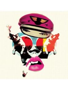 Сюрреалистичен колаж върху текстуриран бежов цвят показва лице с червени устни, пушещо лула, пилотска шапка, авиаторски очила и крави като очи - ехо на бунтарския дух на "Always Outnumbered, Never Outgunned" на The Prodigy 2 VINYL.